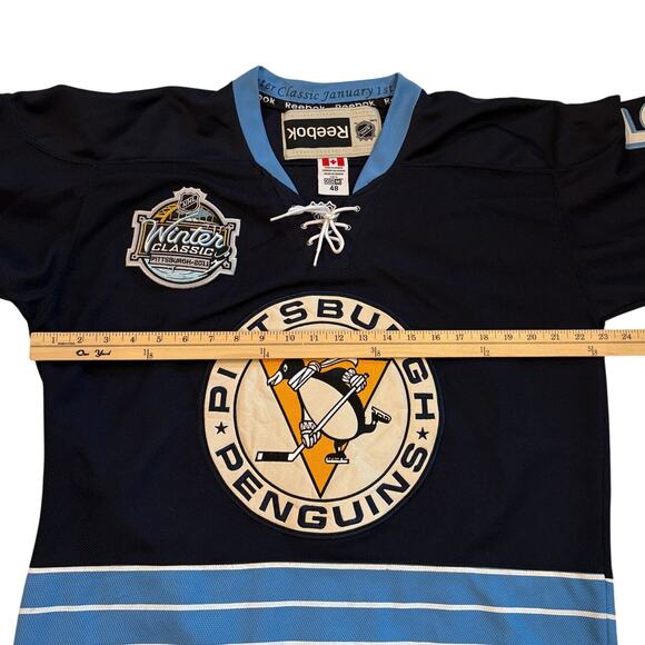 Pittsburg Penguins Letang #58 2011 Winter Classic Jersey Sz 48 Rare ERROR Reebok - Picture 6 of 9